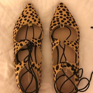 Loeffler Randall Animal Print Lace Up Flats